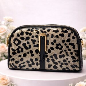 Golden Leopard Print Luxury Party Sling Bag for Women