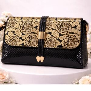 Golden Rose Pattern Premium Designer Clutch Bag