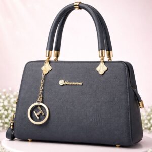 Elegant Black Premium Handbag with Golden Charm