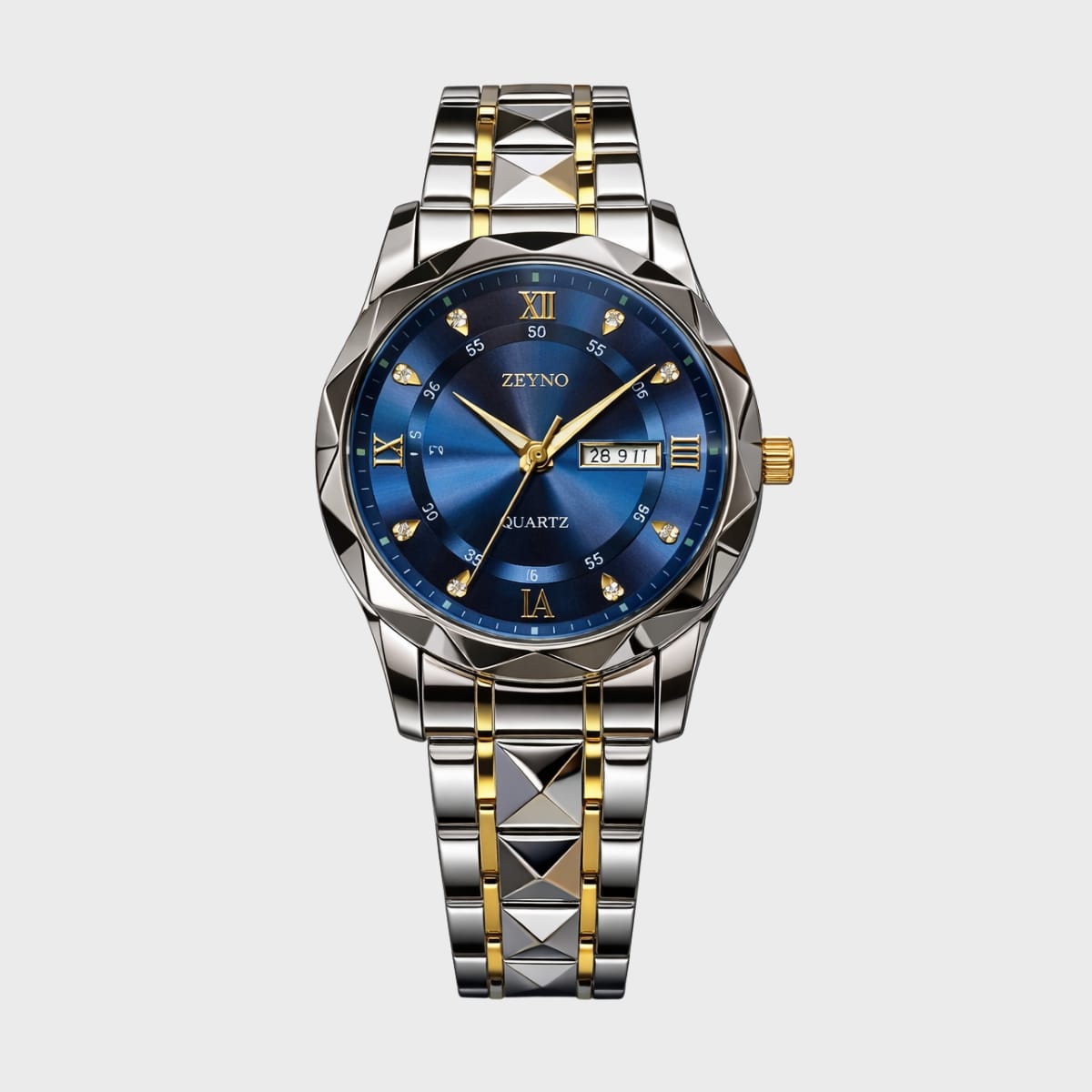 Luxury Dual Tone Silver Black Dial Watch - Image 3