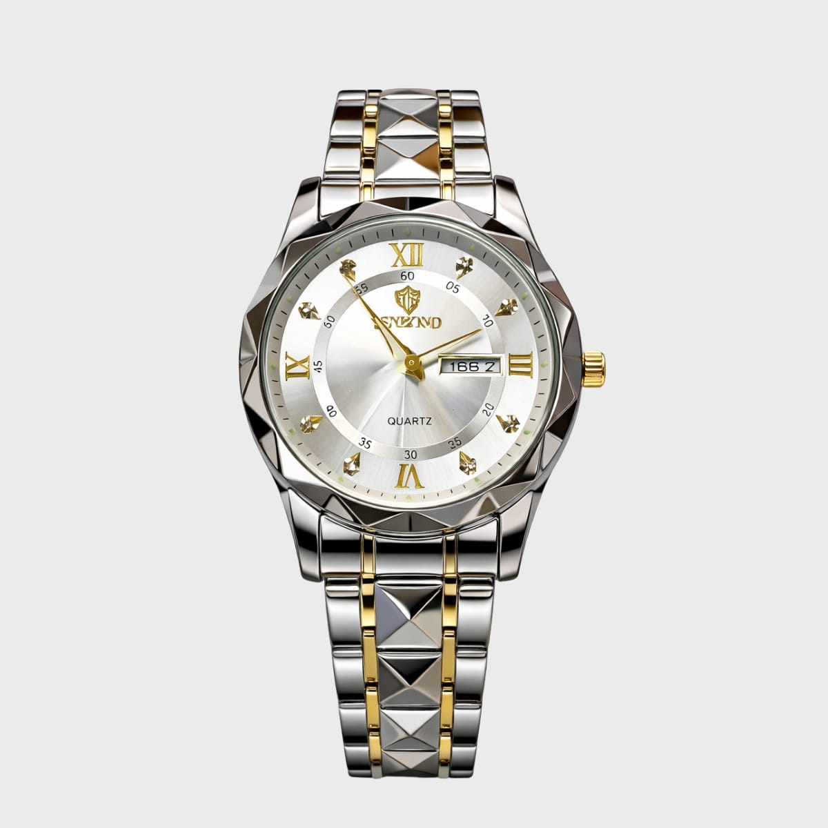 Luxury Dual Tone Silver Black Dial Watch - Image 2