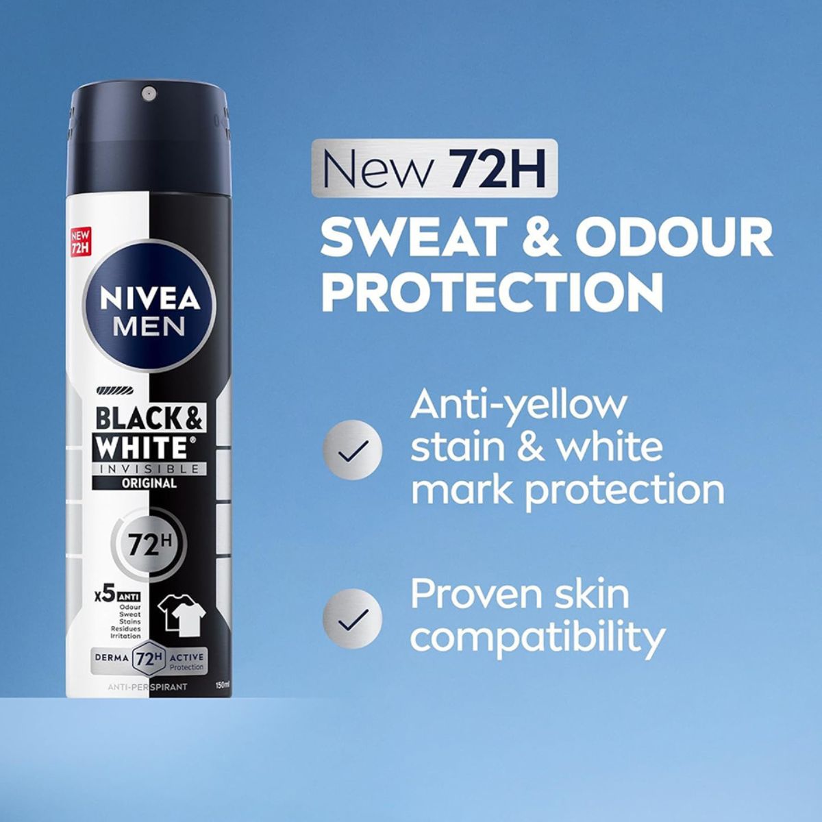 NIVEA MEN Body Spray Black & White Invisible 150ml - Image 2