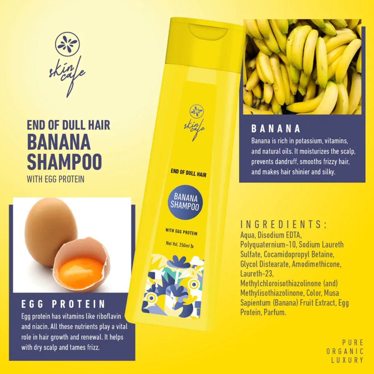 Best Banana Shampoo - Skin Cafe Banana Shampoo With Egg Protein 250ml - Image 2