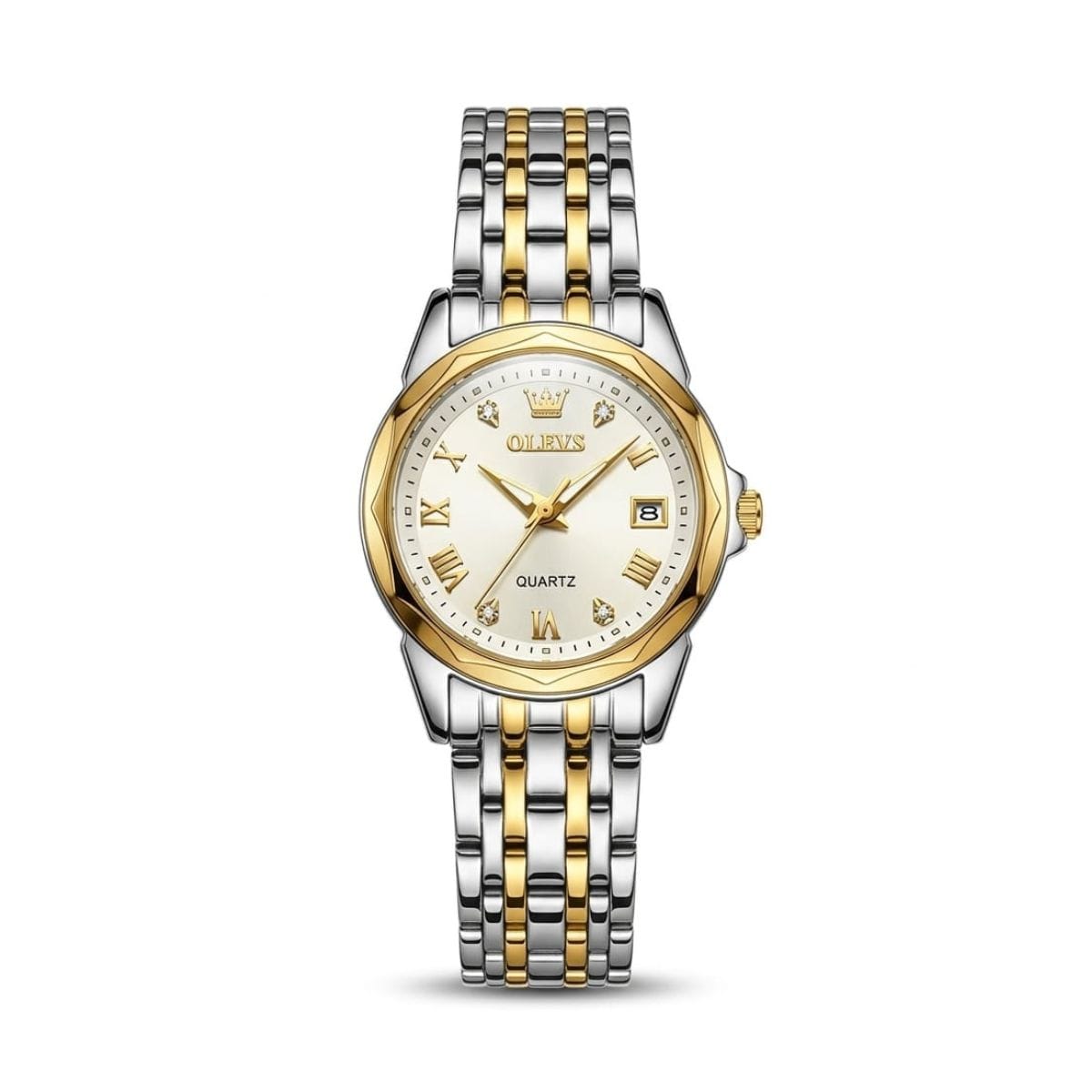 OLEVS Luxury Two-Tone Stainless Steel Watch for Women