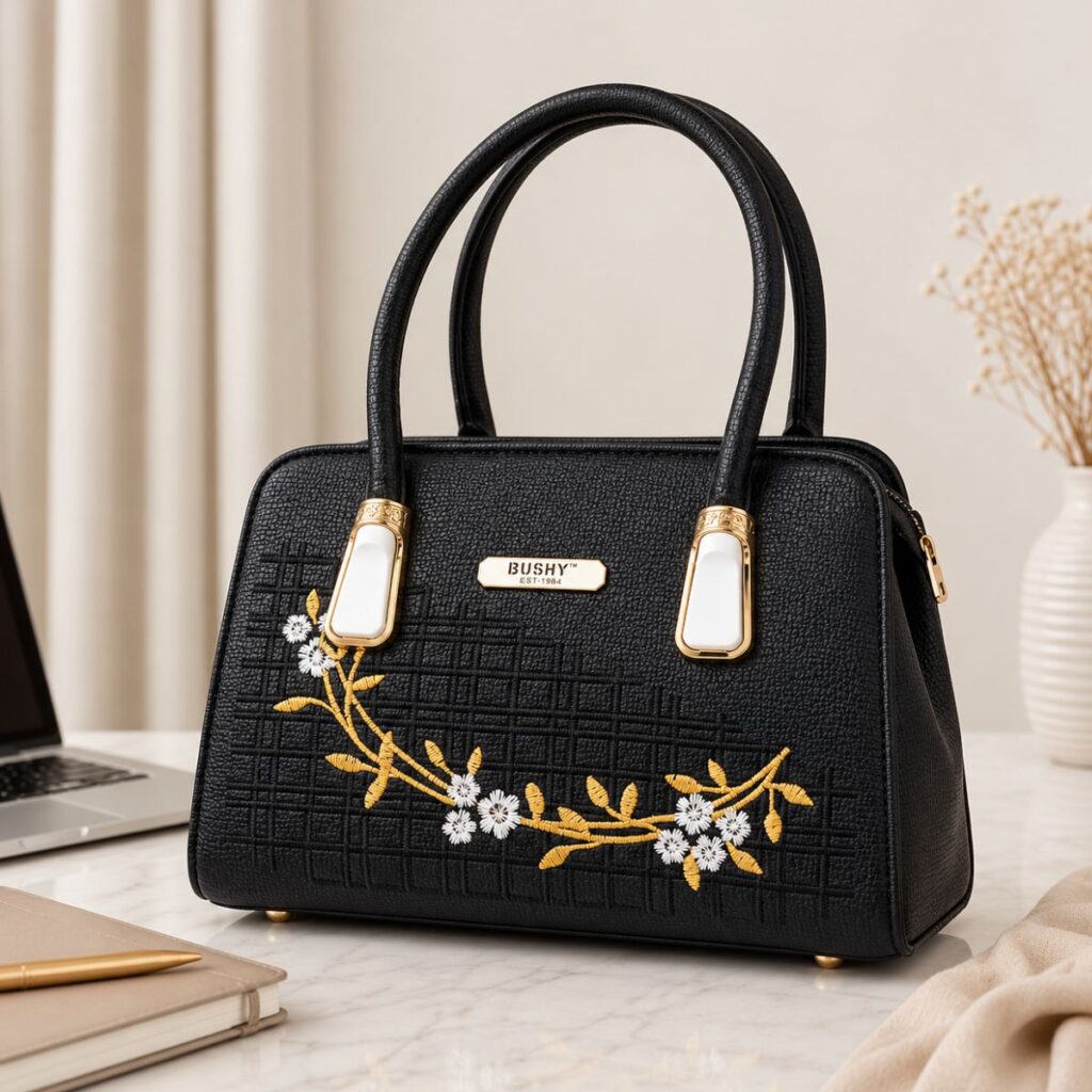 BUSHY Elegant Black Handbag for Women
