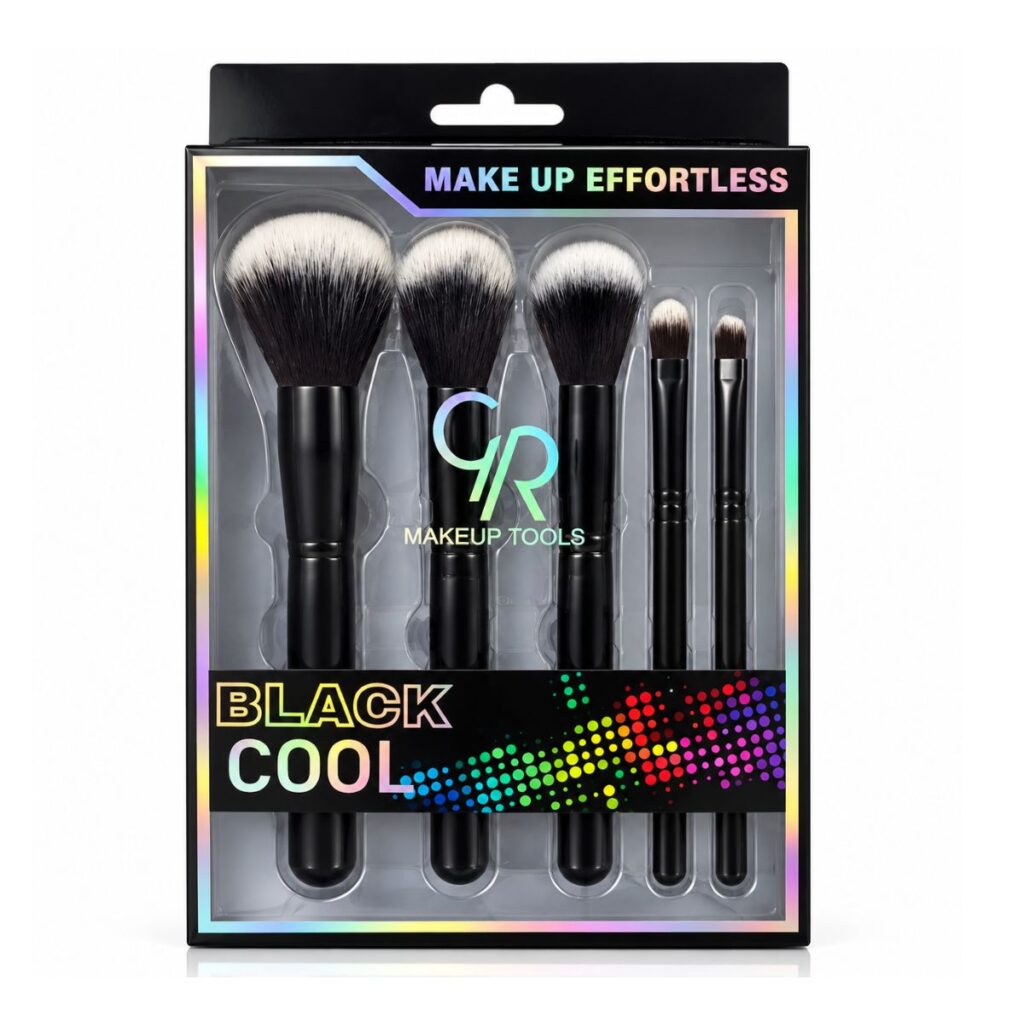 CR Black Cool Professional 5 Pcs Makeup Brush Set – Black