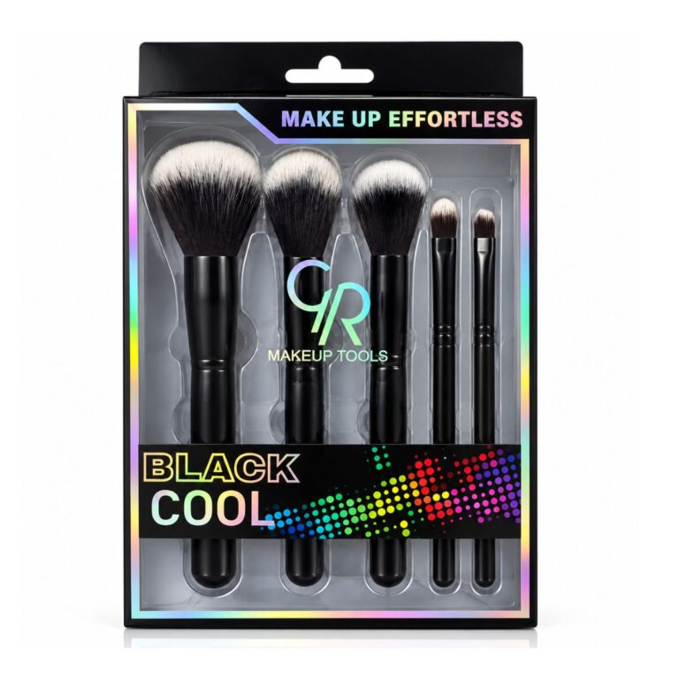 CR Black Cool Professional 5 Pcs Makeup Brush Set – Black