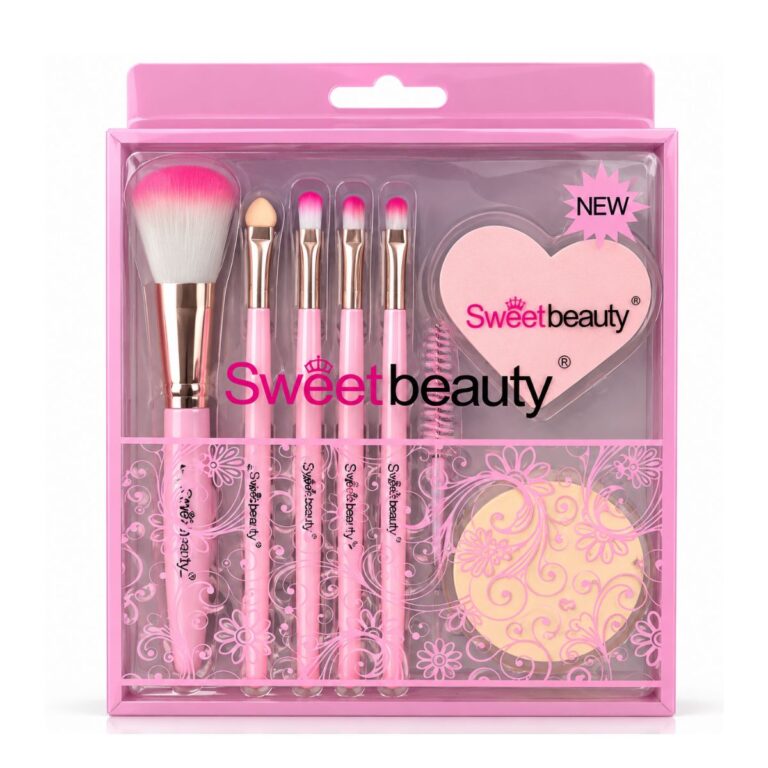 Sweet Beauty Professional Makeup Brush Set with Powder Puff – Pink