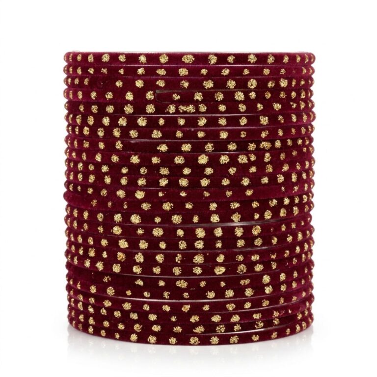 Gold Dotted Velvet Bangles – 7 Colors